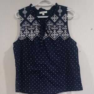 Navy Blue Patterned Women's Top